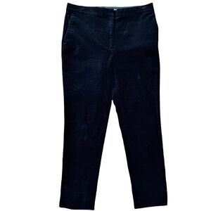 ANN TAYLOR Velvet Pants Straight Leg Black High Rise Pockets Cotton 8 EUC